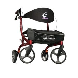 Drive Airgo eXcursion 18" lightweight rollator with seat, side-folding for mobility support.