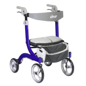 Drive Nitro Firm Foam Rollator, four wheels and seat, for mobility support and home care.