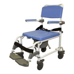 EZee Life 18" Aluminum Shower & Commode Chair with wheels for home care mobility.