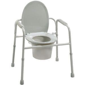 Drive Deluxe 11105N Steel Commode with raised seat for home care mobility and easy waste collection.