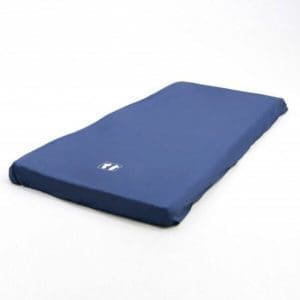 Permobil blue mattress replacement cover, fitted design for home care and mobility equipment.