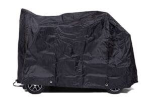 Golden MBA-CCOVER scooter cover, black, protects mobility scooter from dust for home care use.