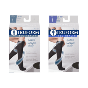 Truform womenโs knee high compression stockings, 20-30 mmHg, for leg health and mobility support.
