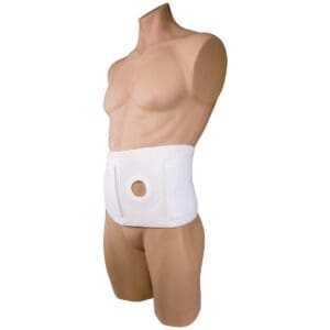 OTC 2522 abdominal support belt with stoma opening for ostomy or hernia home care use.