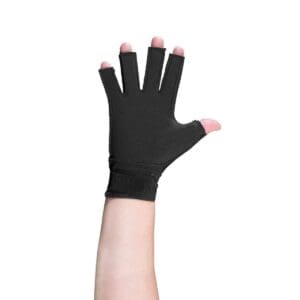 OTC Resting Splint Glove 2384, black, supports wrist and fingers for home care mobility.