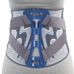 OTC Theratex 2883 rigid lumbosacral back brace with adjustable straps for home care support.
