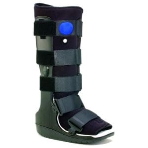 Short Leg Walker Boot with inflatable padding, Velcro straps; supports foot injuries for mobility aid.