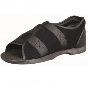 OTC Softie Shoe 8705 post-surgical shoe, open toe, Velcro straps, for foot recovery.