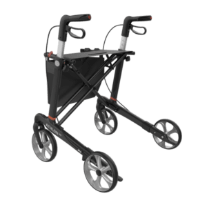 REHASENSE ATHLON HD Carbon Fiber Rollator, lightweight mobility walker with folding frame for home care.