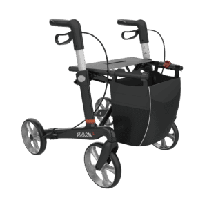 REHASENSE ATHLON SL lightweight rollator with large wheels, ergonomic handles; ideal for mobility support.