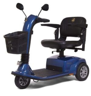 Golden Companion 3 Wheel Mobility Scooter: sturdy, blue design for personal transport and mobility support.