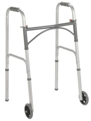 Drive, Folding Walker, Two Button with 5" Wheels, 10244-4