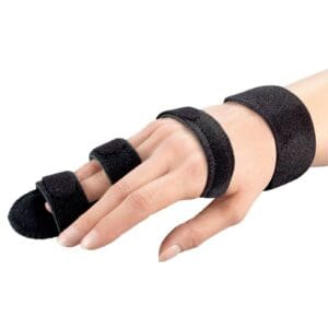 OTC Finger Immobilizer Hand Splint 2075 supports index, middle fingers; ideal for home care.