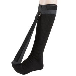 OTC Night Splint 2097 supports foot with Velcro straps for plantar fasciitis home care.