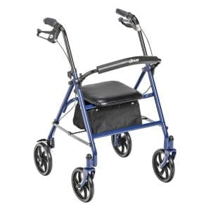 Drive 4 Wheel Rollator, 7.5" casters, hand brakes, padded seat for mobility support.