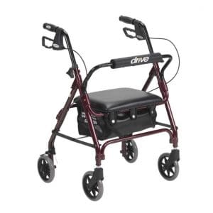 Drive Aluminum Junior Rollator 301PSBN with 6" casters, padded seat for mobility support.