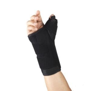 OTC Select Series 8" wrist-thumb splint 2387 with adjustable straps for home wrist support.