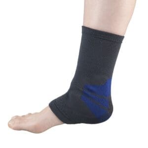 OTC Ankle Support 2437 with compression gel for mobility support, shown on foot.
