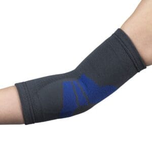 OTC Elbow Support 2439 with compression gel insert, black/blue, for mobility and joint pain relief.