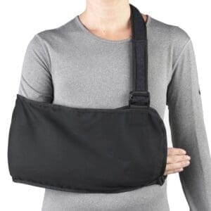 OTC 2464 Lightweight Shoulder Immobilizer: black arm sling for home care and mobility support.