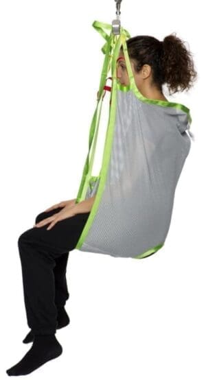 HumanCare Basic Sling, mesh with green trim, for home care mobility support.