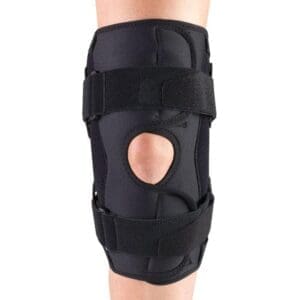 OTC Orthotex Knee Stabilizer Wrap with hinged bars for mobility support and stabilization.