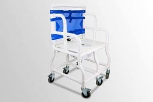 Duralife Bariatric Shower-Commode Chair with PVC frame, open seat for hygiene, mobility aid for home care.