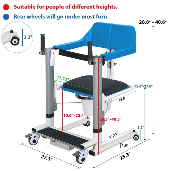 EZee Life, 4-In-1 Multifunctional Electric Lift, Transfer, Shower and Commode Chair, CH3076 - Image 7