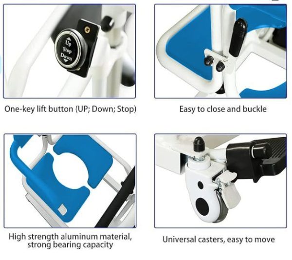 EZee Life, 4-In-1 Multifunctional Electric Lift Transfer, Shower and Commode Chair, CH3075 - Image 7