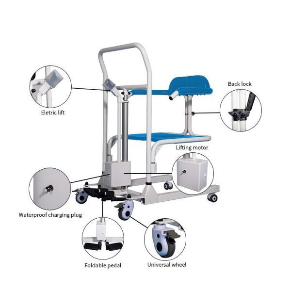 EZee Life, 4-In-1 Multifunctional Electric Lift Transfer, Shower and Commode Chair, CH3075 - Image 6