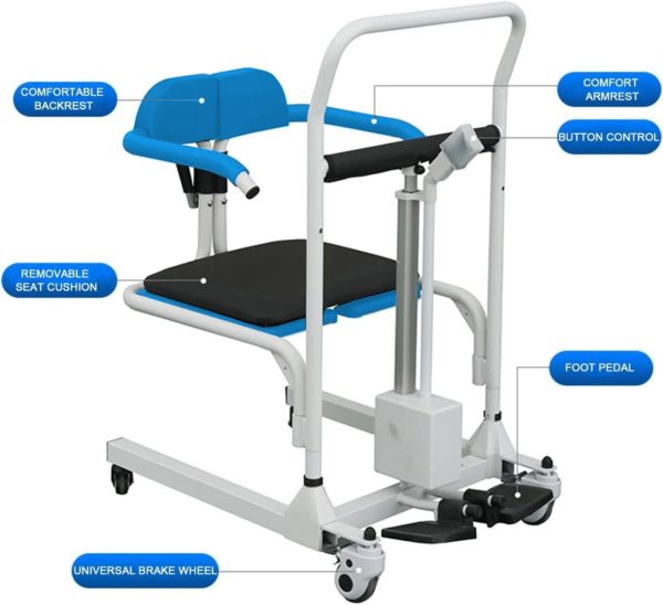 EZee Life, 4-In-1 Multifunctional Electric Lift Transfer, Shower and Commode Chair, CH3075 - Image 4