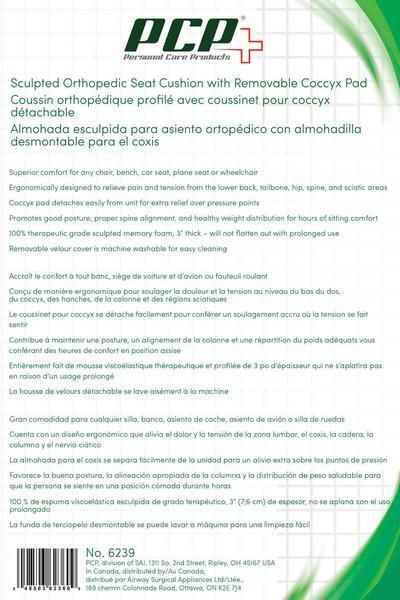 PCP, Orthopaedic Seat Cushion w/ Removable Pad, 6239 - Image 2