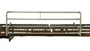 Invacare full-length chrome bed rail for home care, providing sturdy safety and mobility support.