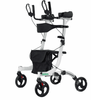 Ovation Forearm Walker 808: four-wheel mobility aid with ergonomic armrests for home support.