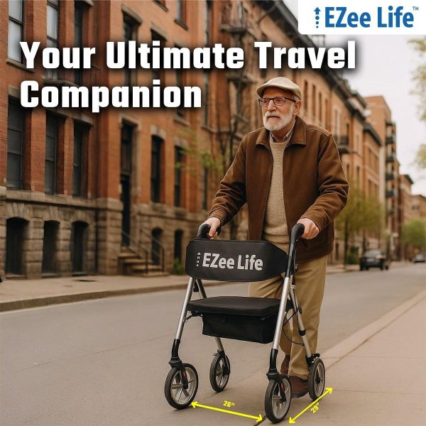 Ezee Life, Bariatric Rollator with Adjustable Seat and Armrests, CH3019/CH3021 - Image 6