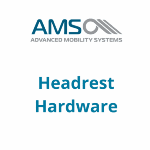 AMS Headrest Hardware logo for mobility support, home care headrest, gray graphic element.