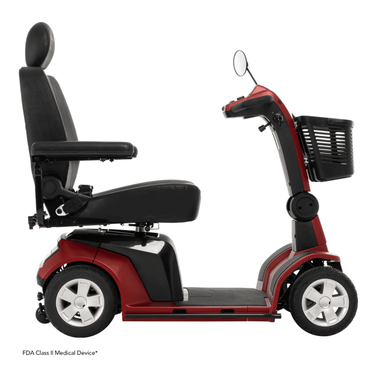Pride Maxima 4-wheel mobility scooter with padded seat for daily home care support.