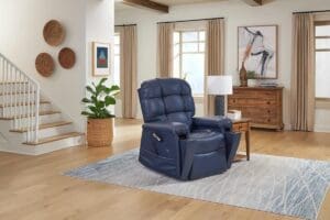 Golden Cloud Supreme Twilight Lift Recliner PR519 blue leather, home mobility support chair.