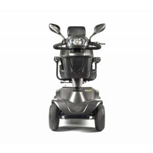 Fortress S425 mobility scooter, four-wheel, padded seat; ideal for mobility support.