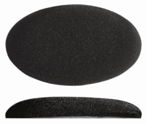 AMS Gel Egg Shaped Stick-On Pad—black, oval, smooth; for mobility device comfort and support.