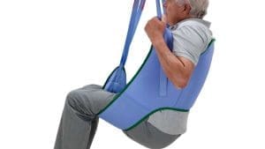 Arjo Loop Sling, MLA3000 (blue), padded legs—mobility lift aid for home care support.