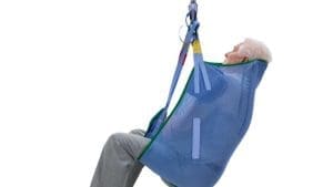 Arjo Loop Bathing Sling MLA4060 with unpadded legs for home care patient transfer.