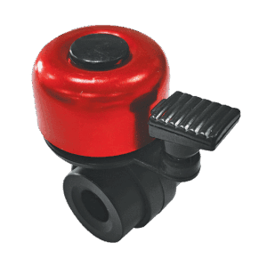 REHASENSE rollator bell, red and black, thumb lever, for mobility aid and home care.