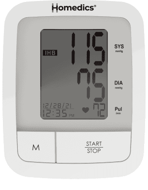HoMedics Automatic Arm Blood Pressure Monitor with easy controls for accurate home care readings.