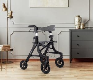 Triumph Essentials Compact Rollator 700-2000 for home mobility support; foldable, lightweight walker.