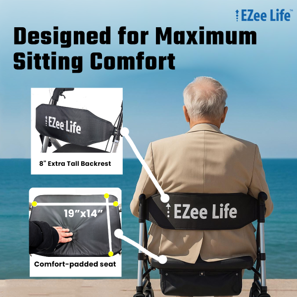 Ezee Life, Bariatric Rollator with Adjustable Seat and Armrests, CH3019/CH3021 - Image 7