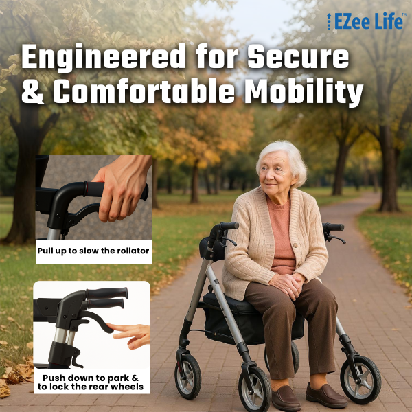 Ezee Life, Bariatric Rollator with Adjustable Seat and Armrests, CH3019/CH3021 - Image 10