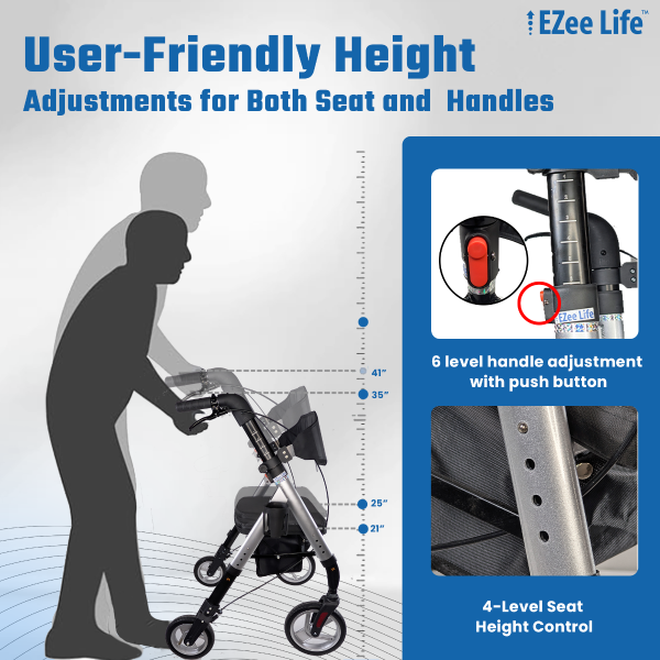 Ezee Life, Bariatric Rollator with Adjustable Seat and Armrests, CH3019/CH3021 - Image 8