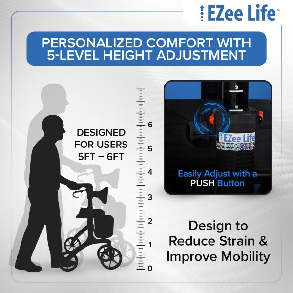 EZee Life, Ultra-Lightweight Carbon Fiber Rollator - CH3018 - Image 4