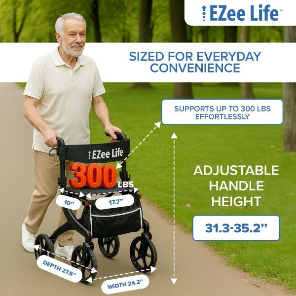 EZee Life, Ultra-Lightweight Carbon Fiber Rollator - CH3018 - Image 3